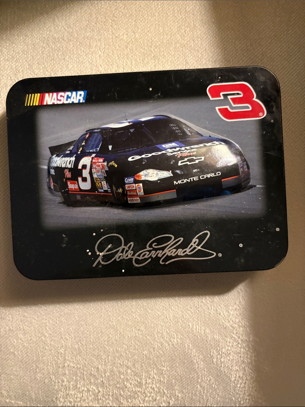 NASCAR #3 Diecast Tin with Race Car Graphic - Black playing cards